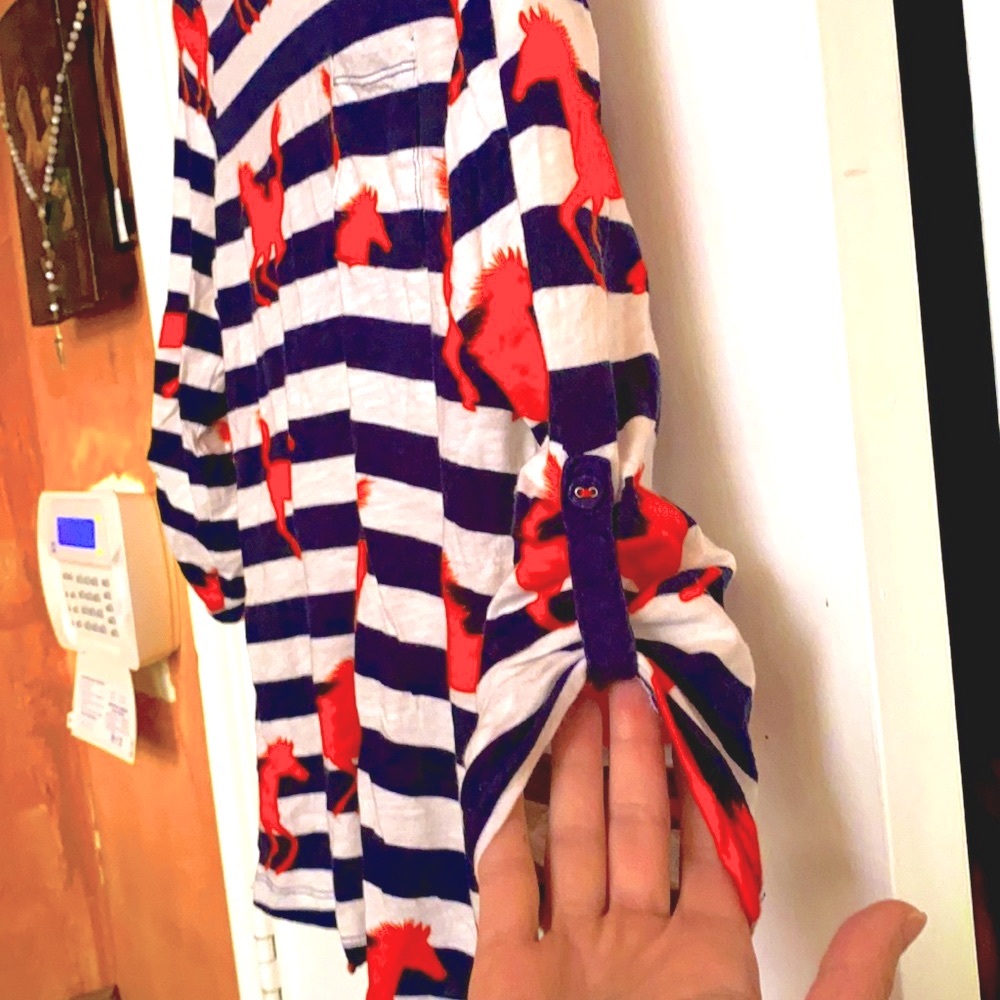 Anthropologie Bright Horses Stripe Knit Button Top - Picture 5 of 11